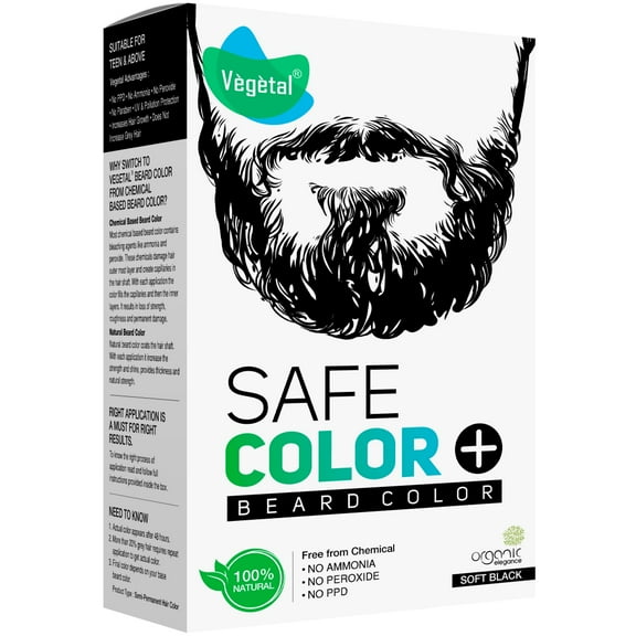 Vegetal Organic Beard Hair Dye Hair Color For Men Soft Black 25gm for All Hair Type