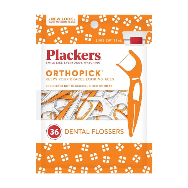 Flossers Plackers Orthopick 36 unidades (paquete de 3)