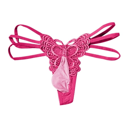 Midwennn Mens Sexy and Seductive Follow Thong With Lace and Playful Thin Straps Passionate Underwear Brief Small