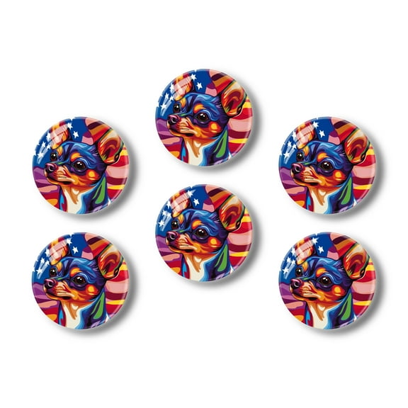 Glass Refrigerator Magnet 6Pcs Magnetic Fridge Sticker,Decor for Kitchen,Whiteboard,Cabinet,Adorable Dog In Patriotic And Vivid Setting