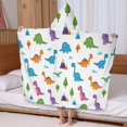 thumbnail image 5 of White Dinosaurs Landscapes Pattern Hooded Bath Towel，60"x35" for Ages 3 To 12 Kids, Quick Dry Lightweight Soft Microfiber Hood Beach Towel Cover Up for Kids, 5 of 7