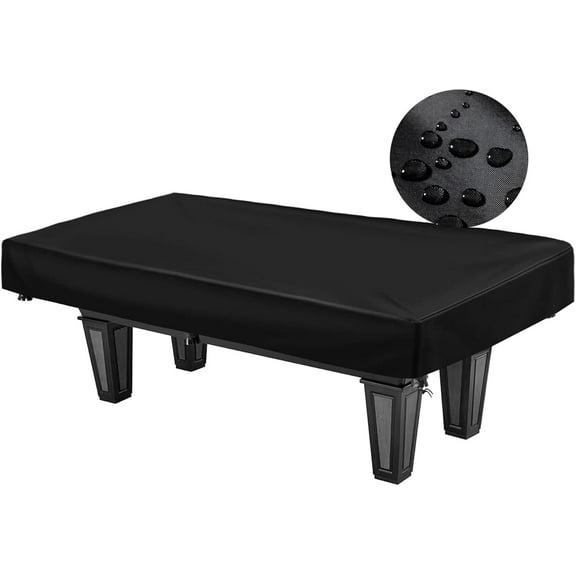 Billiard Table Covers Heavy Duty Waterproof Foot Fitted Pool Table Cover Polyester Fabric for Snooker Billiard Table-Black -L*W*H,112x62x8“