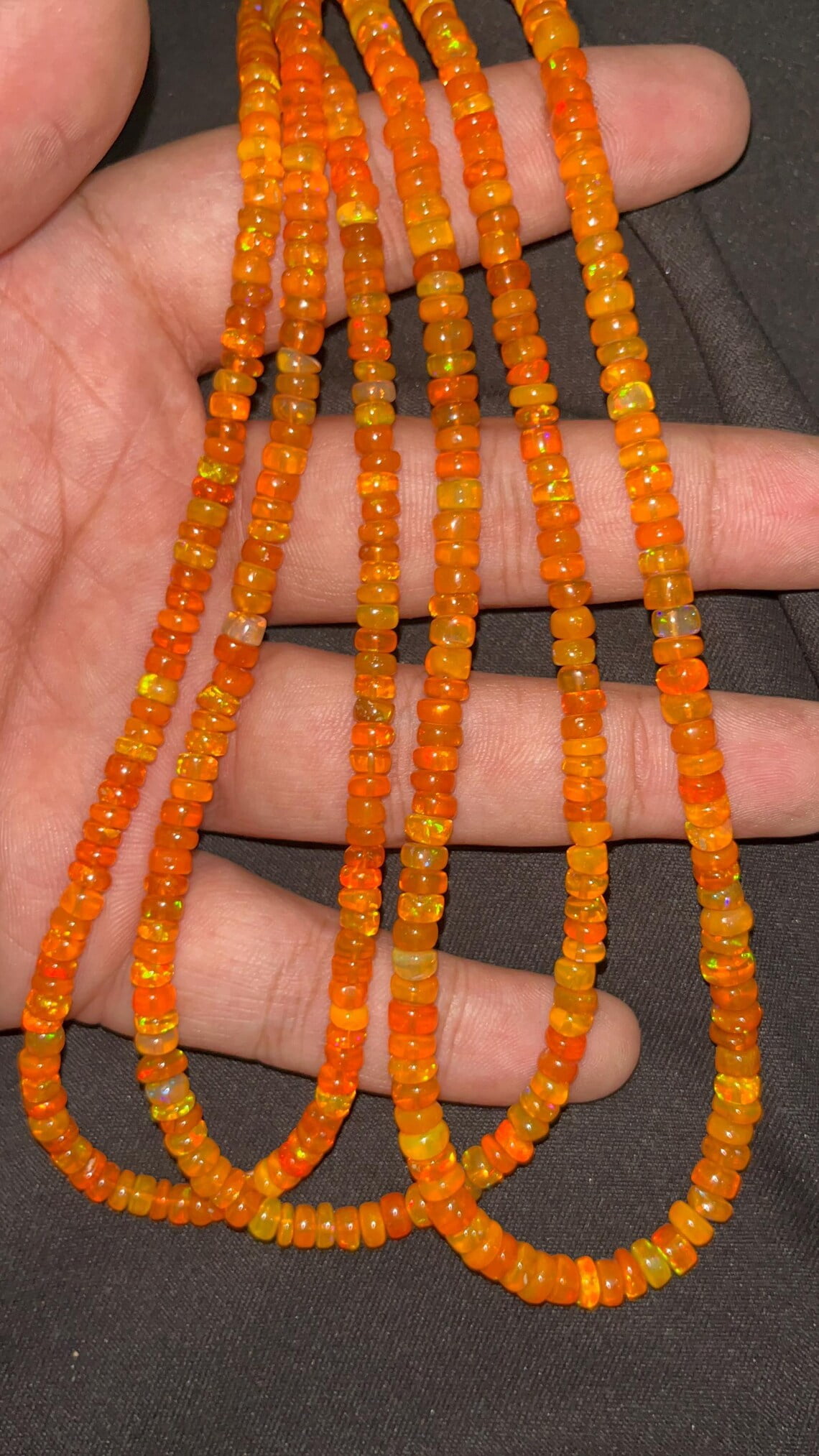AAA+ Orange Ethiopian Opal Smooth Rondelle Beads 3-5mm Orange Opal Beads Rondelle Orange Opal Strand 16 Inch Orange Fire Opal Bead For Jewelry Making , Gift Item .