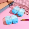 thumbnail image 1 of Sacapuntas manual de doble orificio con tapa | Sujeta y afila lápices estándar y más grandes | Retiene las virutas para un uso limpio del escritorio | Sacapuntas portátil de plástico para niños, 1 of 6