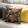 thumbnail image 3 of Orinice Floral Throw Pillow Cover Retro Flower Leaf Vintage Style Black Background Square Pillow Case Cushion Cover for Home Car Decorative   22x22in, 3 of 5