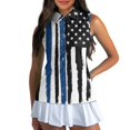 thumbnail image 3 of HUIACONG Distressed American Flag Quick Dry Women Golf Sleeveless Half Zip Top, Anti Fade Moisture Wicking Golf Athletic Shirt Half Zip Collar Golf Shirts, 3 of 7