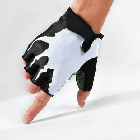 Anti-Slip Half Finger Gloves Biking Hiking Sporting Gloves for Men Women Color:White
