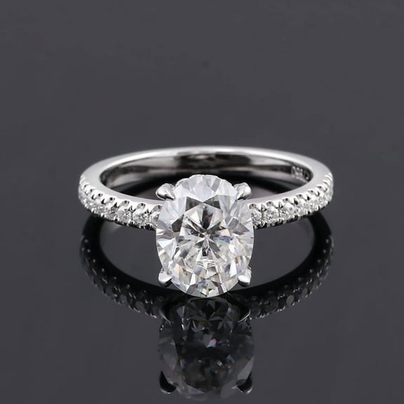 solitaire jewels 2.75CT Oval Moissanite Hidden Halo Engagement Ring For Women, 14K Yellow Gold