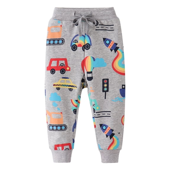RUTAYY Boys Pants Summer Leisure Sports Cartoon Prints Fashion Casual Daily Wear, Grey, 1-2 Years