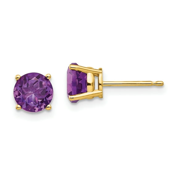 Primal Gold 14 Karat Yellow Gold 6mm Amethyst Post Earrings