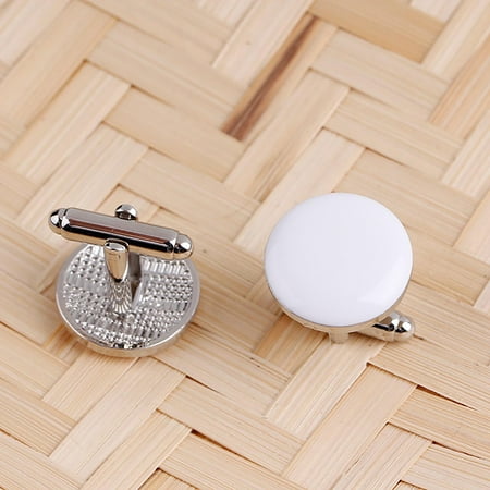 

Stylish Round Men s Black White Simple Alloy Oil Drop Sleeve Nail Shirt Button Versatile