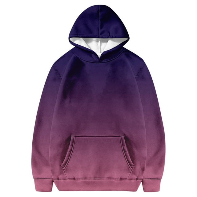 PMVFHDE Chandail en Molleton pour Fille Tendance Automne et Hiver Couleur Dégradée Col Rond Manches Longues Poche Sport Décontracté Sweat à Capuche pour Fille, 13-14 Ans