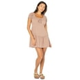thumbnail image 2 of Celebrity Pink Women’s Cotton Mini Dress with Puff Sleeves, Sizes XS-4X, 2 of 5
