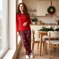 thumbnail image 6 of NIPAXO Matching Family Christmas Pajamas Set Solid Red Long Sleeve Top with Red Plaid Pants for Men Women Kids, 6 of 10