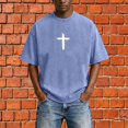 thumbnail image 6 of Christian Graphic Shirts for Men Vintage Acid Wash Oversized Tshirts Faith Cross Print Short Sleeve Casual Streetwear Summer Tops, 6 of 8