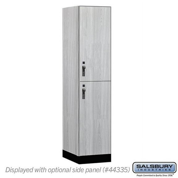 Salsbury Industries 18-42161ST 18 in. Wide Premier Wood Locker - Double Tier - 1 Wide - 6 ft. High - 21 in. Deep - Silver Teak - Hasp