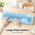 Full Size Wired Computer with Large Print Keys, Blue, 104 Keys for ...