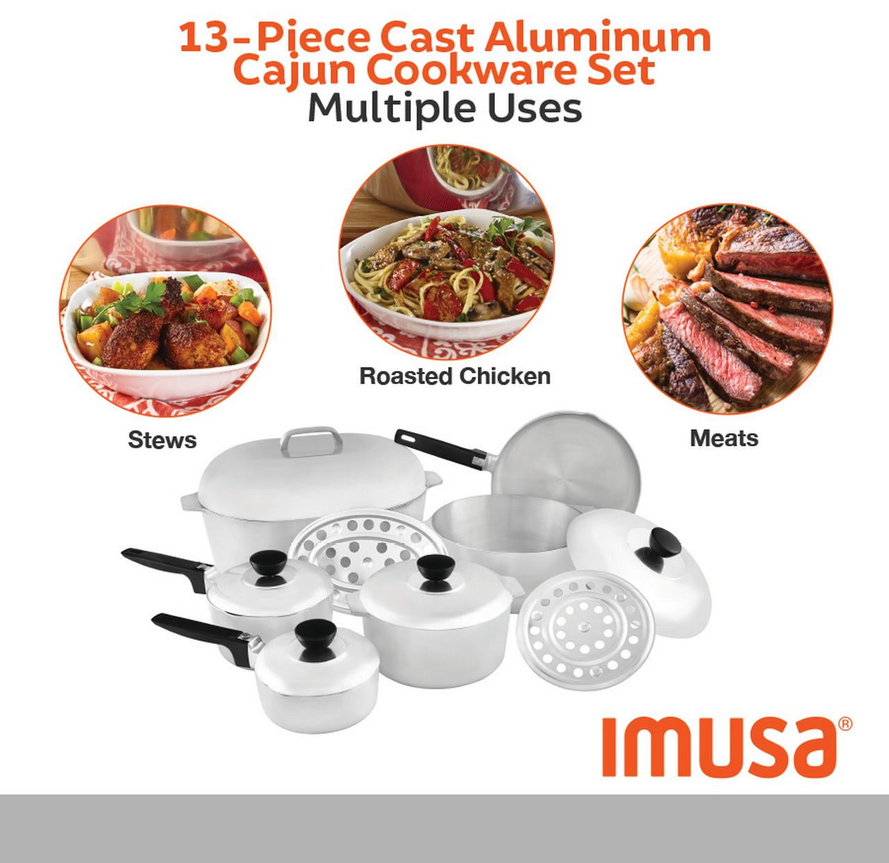 Imusa 14 Quart Heavy Duty Cajun Aluminum Stock Pot with Lid