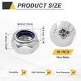thumbnail image 2 of 10 Pcs Écrous de Verrouillage M12x1.75mm, Insert en Nylon Inoxydable 316 Autobloquant, 2 of 6