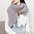 thumbnail image 6 of HNMKIU Women Fashion Solid Hollow Out Buckle Big Triangle Cape Cloak Warm Decorative Scarf Split Style Grey,One Size, 6 of 8
