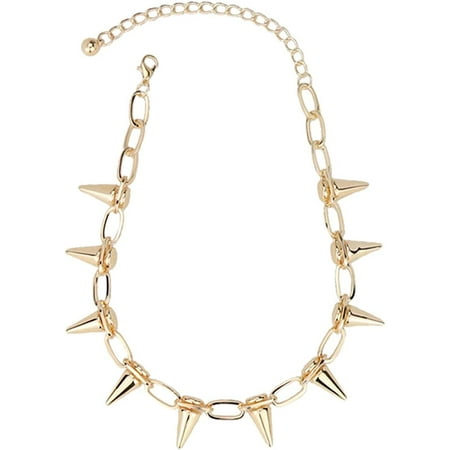 FanShow Women Men Punk Rivet Spike Chain Necklace Vintage Gothic Metal ...