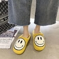 thumbnail image 4 of Pantuflas de cara sonriente retro Fuzzy Fluffy Cute House Home Shoes Memory Foam Soft Plush Warm Indoor Slides Winter Fur Zuecos para mujeres y hombres (Amarillo, 37/38) oso de fresa  necesidades diarias, 4 of 5