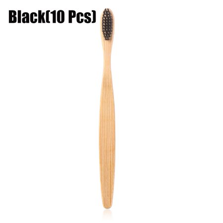 Fashion Wooden Bamboo Products Oral Care Bamboo Toothbrush Eco-Friendly Soft Fibre Hair Teeth Brush BLACK (10 PCS)