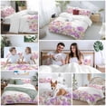 thumbnail image 5 of 3 Piece Pink Purple Spring Floral Duvet Cover Set Full Size, Microfiber Comforter/Quilt Cover with Corner Ties and 2 Pillowcases, Summer Flower Botanical All Season Soft Bedding with Zipper Closure, 5 of 8