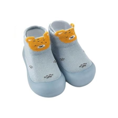 

Daeful Girls Boys Socks First Walking Slippers Rubber Sole Floor Sock Shoes Breathable Casual Home Shoe Indoor Slipper Light Blue 5C