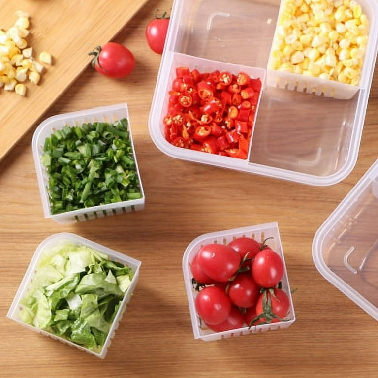 Divided Veggie Tray with Lid Stackable Vegetable Storage Appetizer