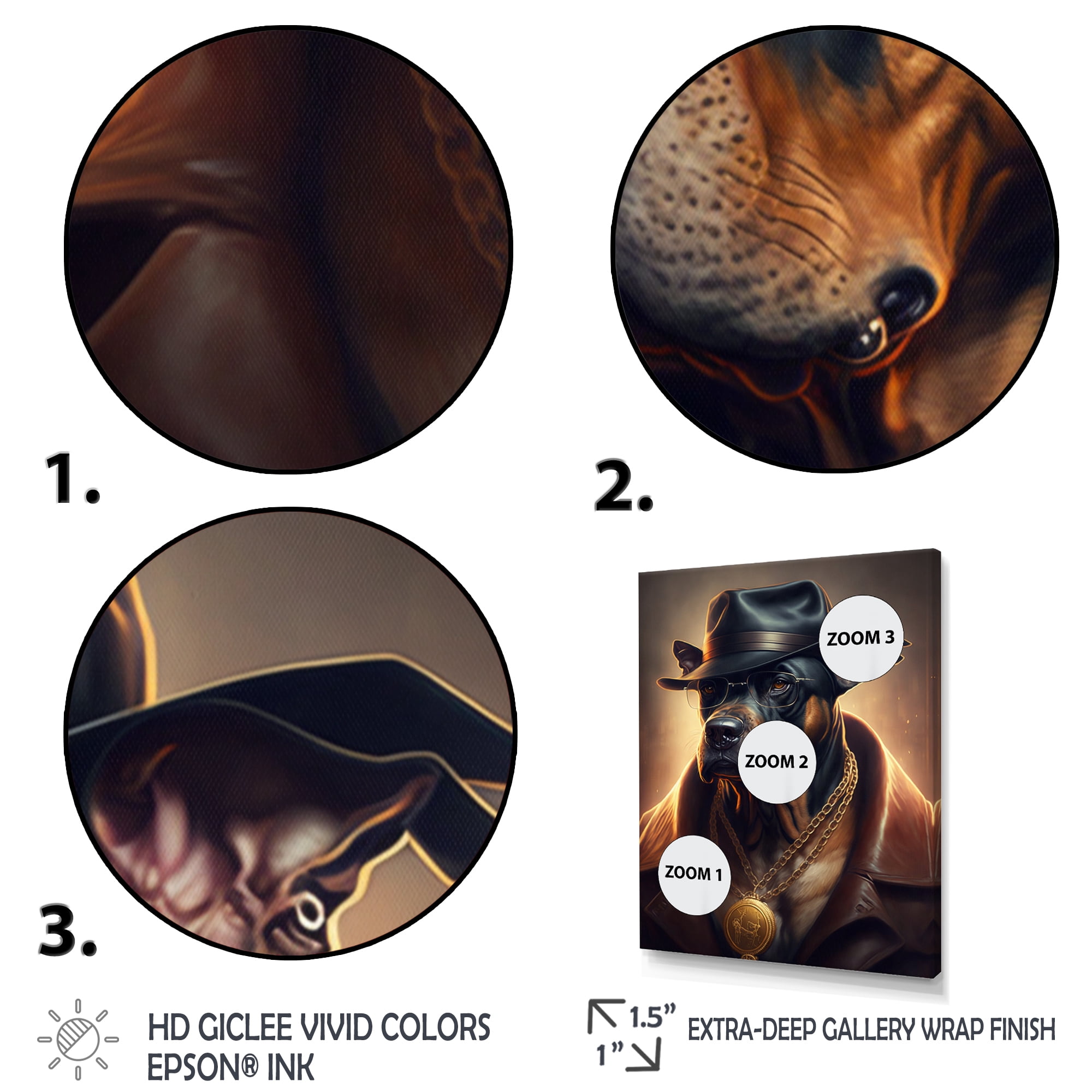 Designart Mafia Dog III Canvas Wall Art