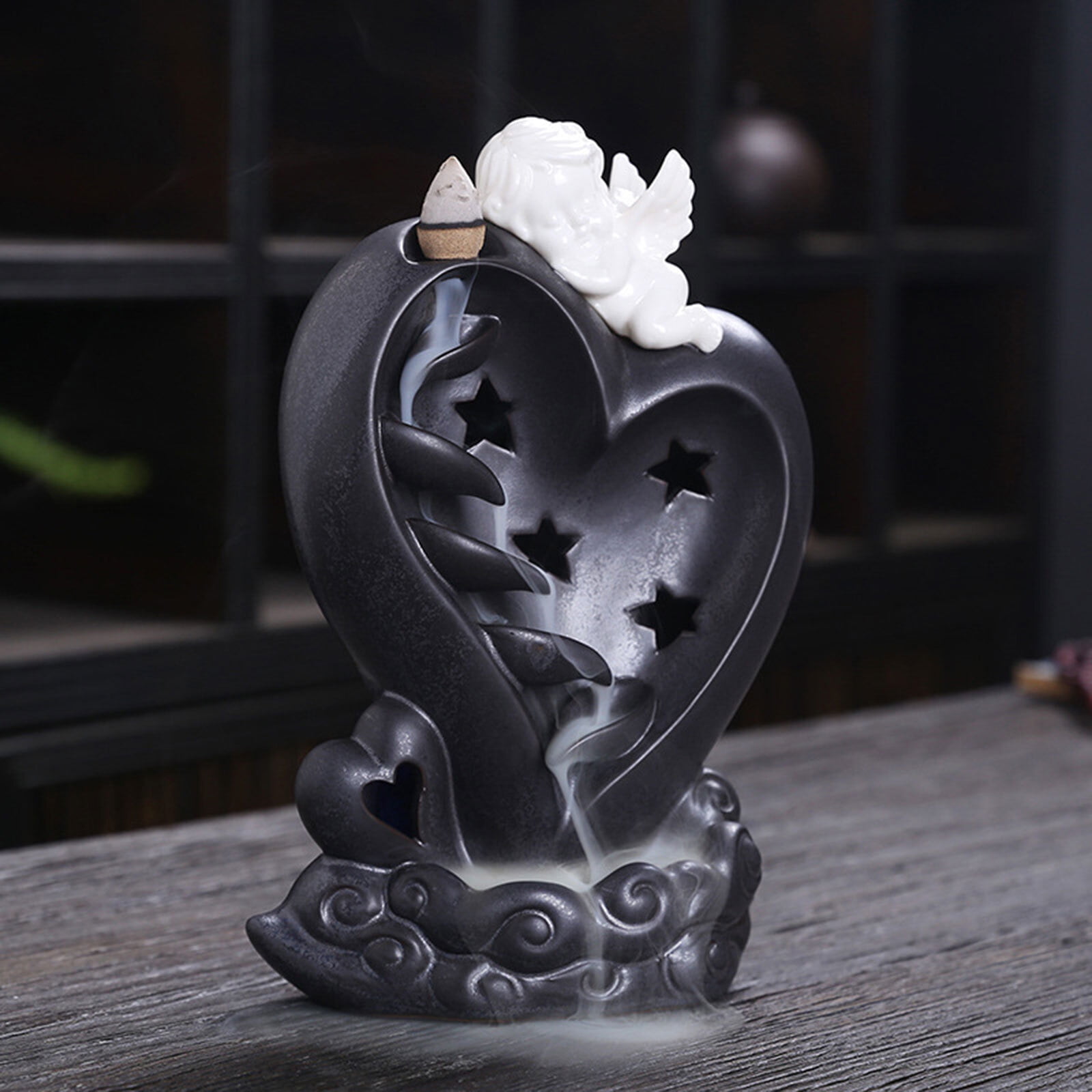 Modern Ceramic Backflow Incense Holder Countertop Angel Backflow Incense Holder for Living Room, Bedroom
