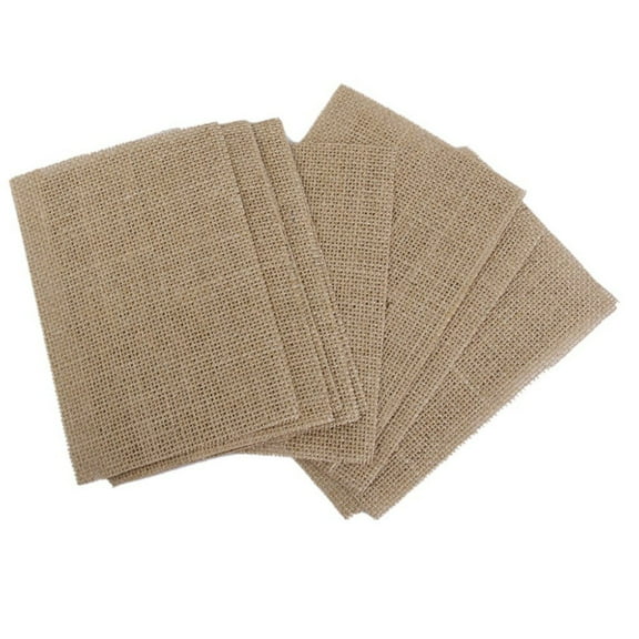 HEALEEP 10Pcs Square Burlap Placemats for Wedding Table Decoration Home Use 12*6.7in Table Mats and Coasters