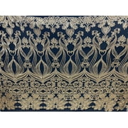 Valentina Textile INc Damask Design Embroidered on Mesh Lace Fabric by The Yard VT-16(1 Yard, Black Gold)