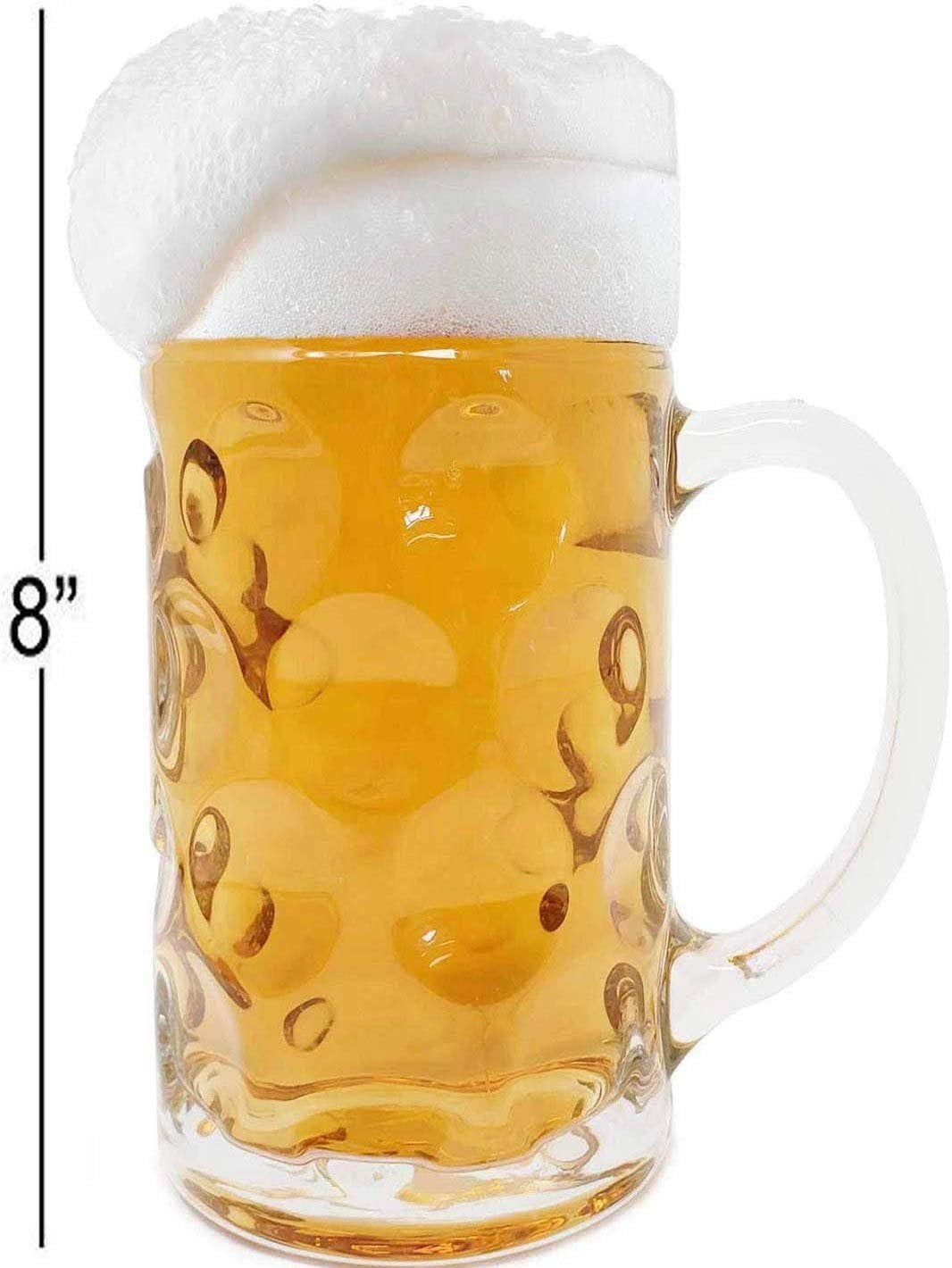 Jumbo 34oz One Liter German Style Extra Large Oktoberfest Dimpled Glass Beer Stein Mug