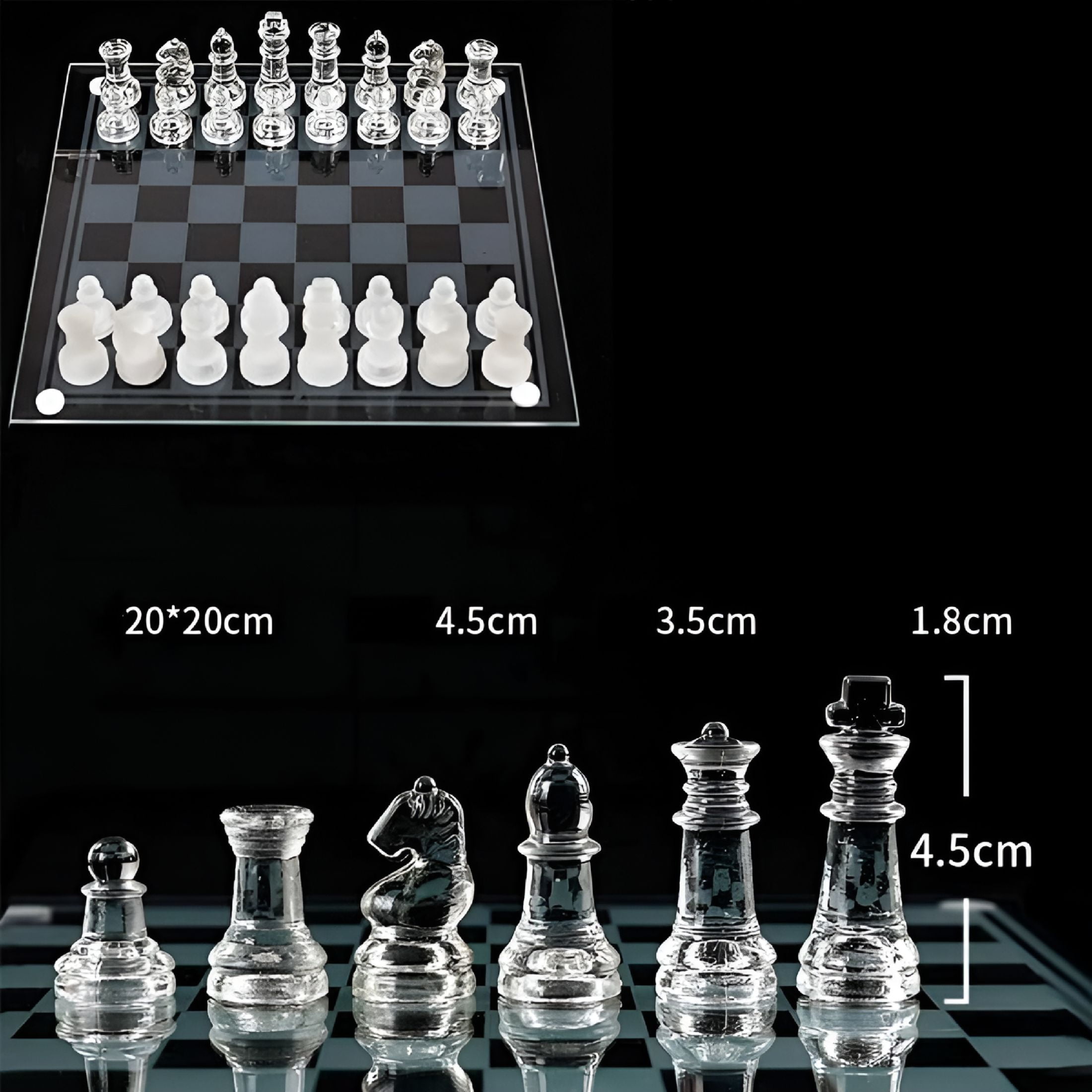 BESTSKY 2026 New Glass Chess Set Elegant Pieces and Game Frosted for Home,Office,Club,Study,Gift,20X20Cm