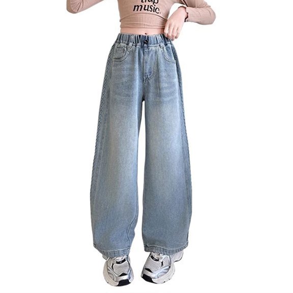 JLMSPLWG Baggy Jeans Straight Jeans Boys Size 6 Jeans High Waisted Cargo Pants Long Sweatpants for Boys Girls Clothes Size 8-10, Blue 11-12 Years