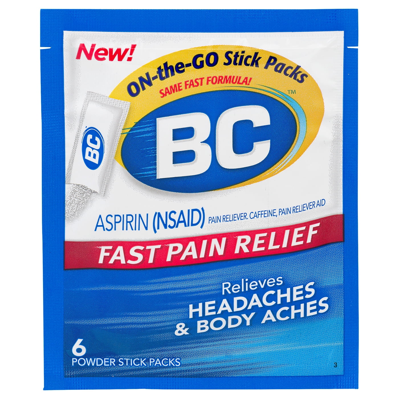 BC Aspirin Pain Relief Powder, Relieves Headaches, 6 Count