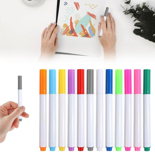 Dust Water Soluble Liquid Chalk Water Based Erasable Children's Chalkboard Acrylic Board 12 Color Light Board Pen(0.7mlx12)