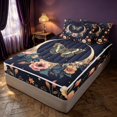 thumbnail image 3 of Homewish Hippie Butterfly Zipper Full Size Comforter Sets with Fitted Sheet and 2 Pillowcases, Flower Moon Stars Zipper Bedding Set, Black Reversible, 3 of 7