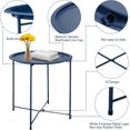 thumbnail image 5 of End Table Metal Side Table Blue Round Folding Tray Cyan Sofa Small Accent Fold-able Table, Round End Table Tray, Next to Sofa Table, Snack Table for Living Room and Bed Room, 5 of 9