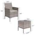 thumbnail image 6 of 3-Piece Patio Furniture Set PE Rattan Wicker Outdoor Chairs with Cushions Glass Coffee Table Steel Frame for Garden Deck Porch, 6 of 8