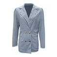 thumbnail image 4 of Duoif Womens Blazer Women's Textured Casual Top Long Sleeved Jacket Autumn and Winter Suit Striped Jacket Blazers for Women Business Casual Sky Blue S, 4 of 5