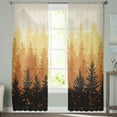 thumbnail image 3 of Forest Fall,Semi Sheer Curtains 84 Inch Length 2 Panels Set,Vintage Mountain Wood-land Foggy Tree Orange Sheer Kitchen Curtain Privacy Voile Window Curtain for Living Room Bedroom Rod Pocket Drapes, 3 of 7