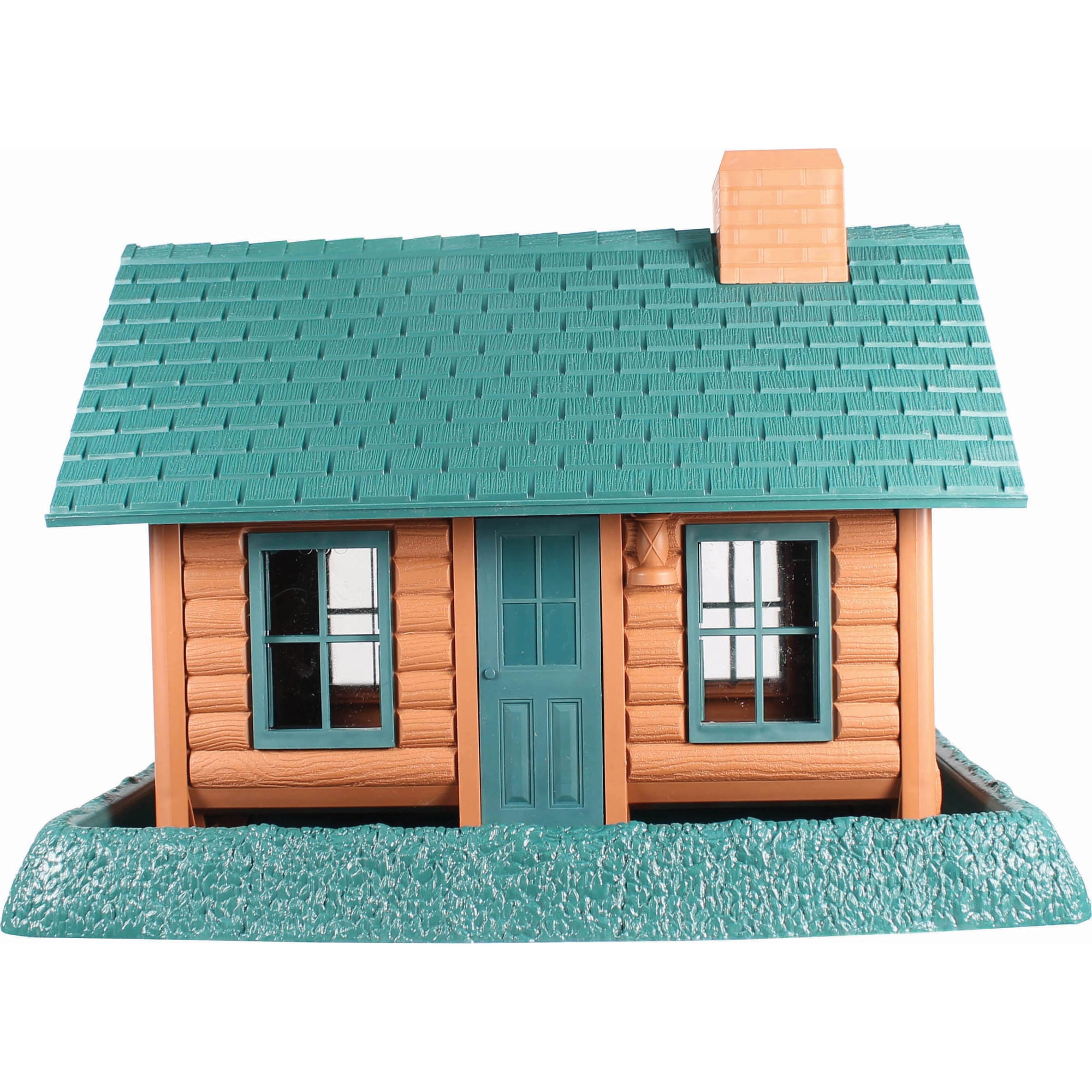 North States Village Collection Log Cabin Bird Feeder with Lift-Off Chimney, 8 lb Capacity
