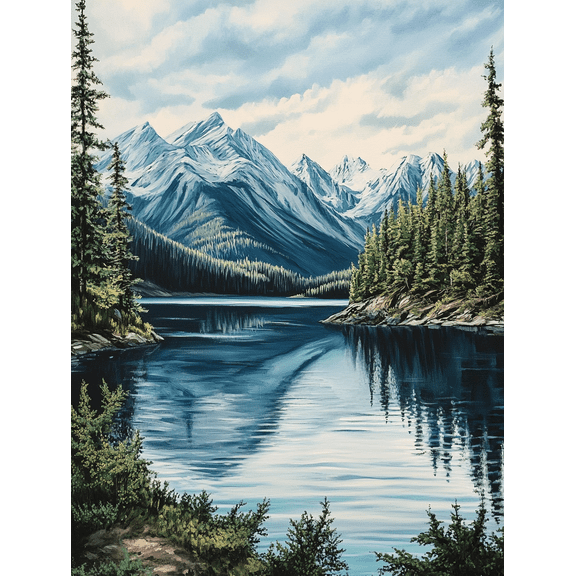 Mountain Lake Reflection Canvas Print/Wall Art,Suitable for Living Room,Bedroom,Office,Bathroom,Hallway Decoration.