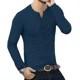 thumbnail image 3 of Playeras Hombre Camisa Henley De Manga Larga Playera Casual, 3 of 7
