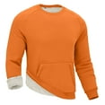 thumbnail image 3 of Fshiont Men's Fleece Sweatshirt Sherpa Lined Crewneck Basic Winter Thick Pullover Tops with Pocket Saffron M, 3 of 5