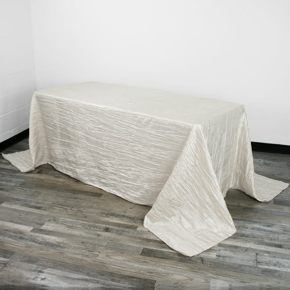 Your Chair Covers - 90 x 132 Inch Rectangular Crinkle Taffeta Tablecloth Ivory