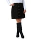 thumbnail image 2 of Faldas de pana para mujer de tallas grandes Agnes Orinda, con cintura elástica, botones, cortas para otoño e invierno, mini falda con bolsillos, 3X negra, 2 of 7